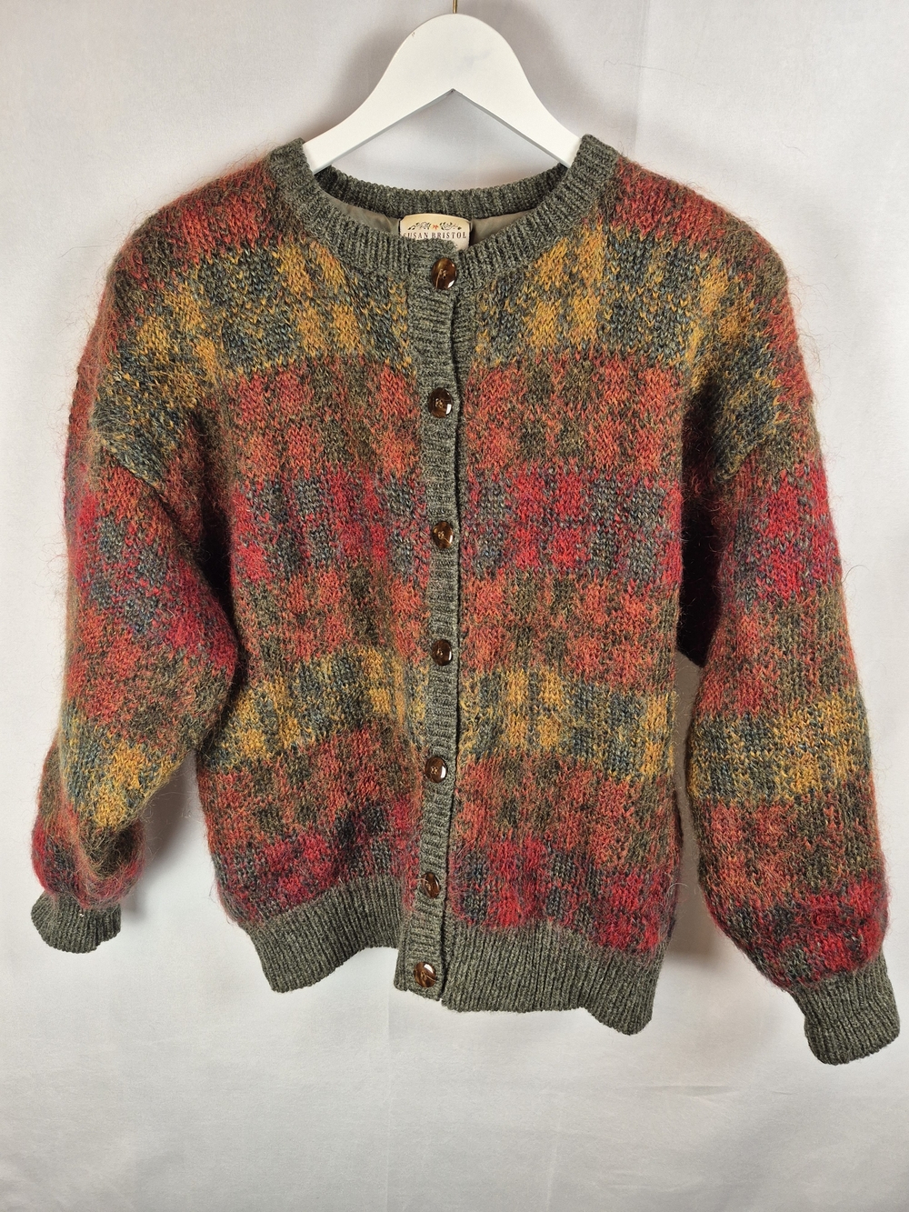 Women's Multicolor Wool Blend Button-Up Cardigan Sweater